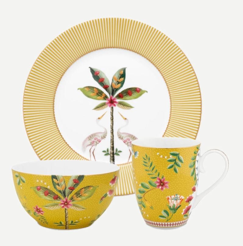 Sarı Porselen Kahvaltı Seti 3 Parça La Majorelle Collection by Pip Studio