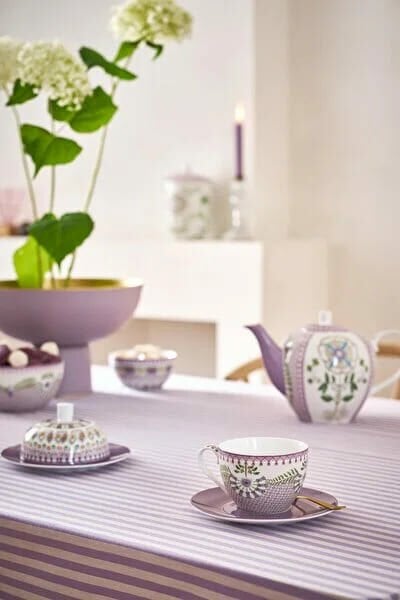 Pip Studio Lily & Lotus Mor Porselen Çay Fincan Seti