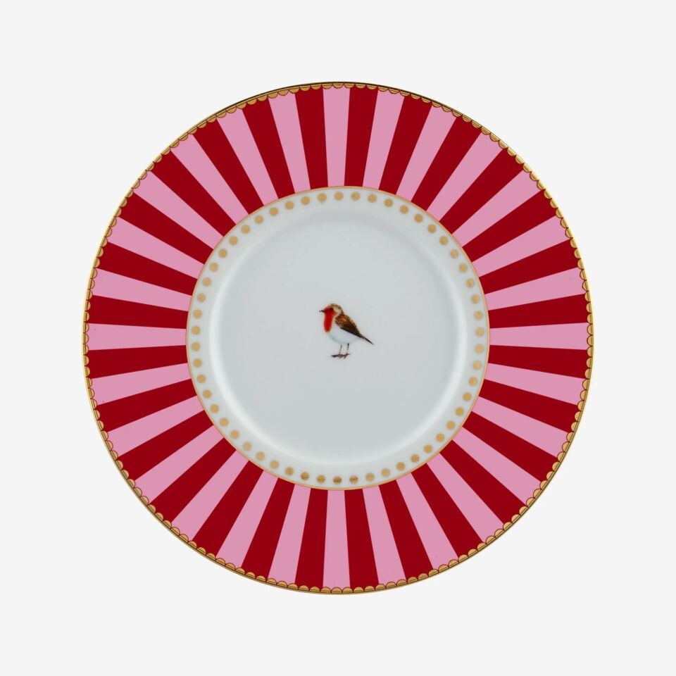 love birds kırmızı/pembe madalyon desenli kuşlu kahve fincanı 125ml.