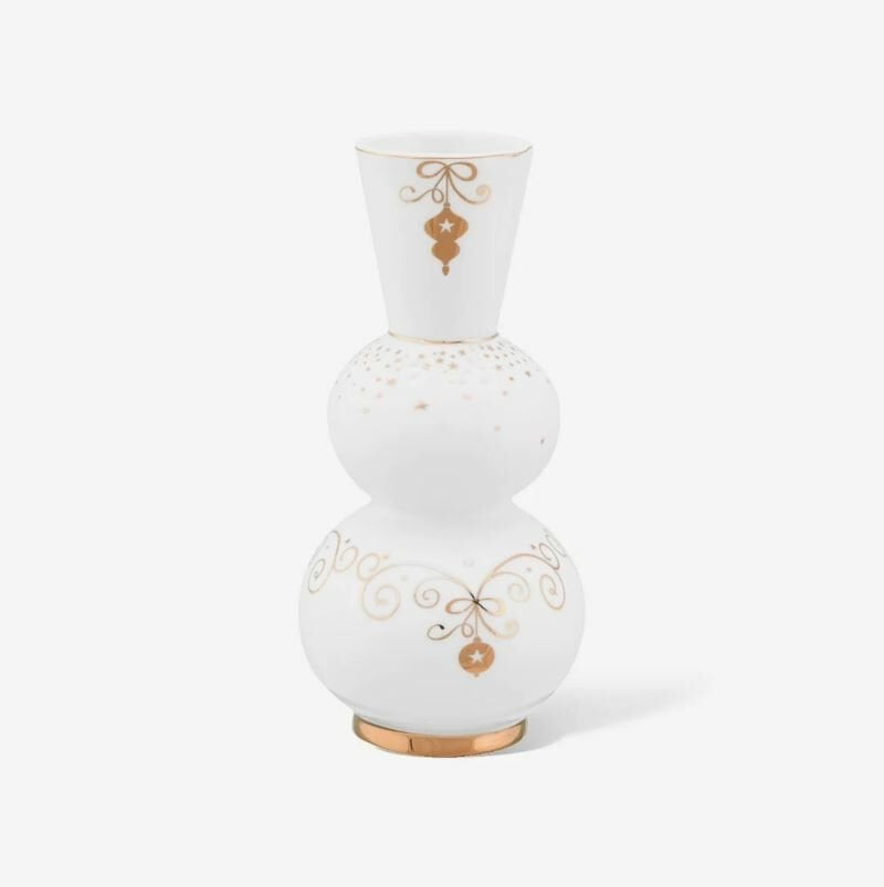 Beyaz Porselen Vazo 15 Cm Royal Gold White Collection by Pip Studio