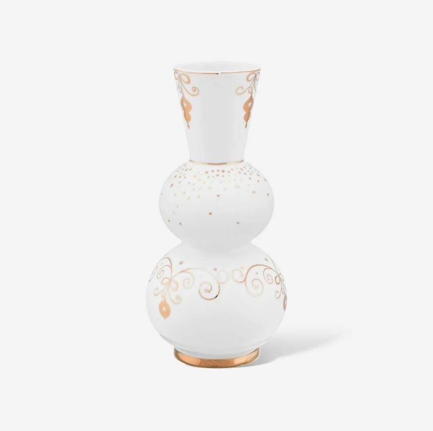 Beyaz Porselen Vazo 15 Cm Royal Gold White Collection by Pip Studio