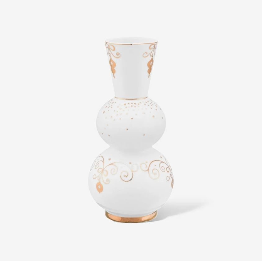 Beyaz Porselen Vazo 15 Cm Royal Gold White Collection by Pip Studio