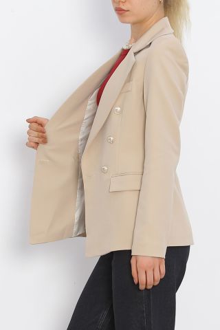 Gold Düğmeli Blazer Ceket Bej - 912.1247.