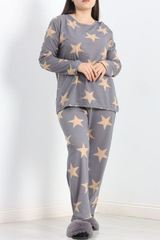 Bisiklet Yaka Battal Pijama Takımı Bejyıldız - 776.1287.