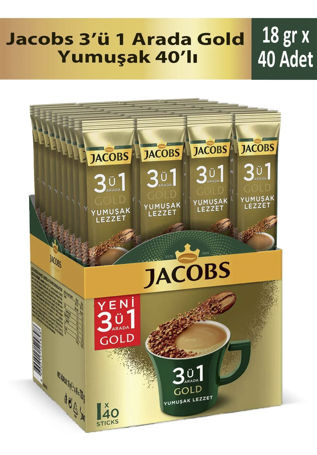 JACOBS 3 Ü 1 ARADA GOLD YOĞUN LEZZET  40 LI