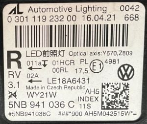 VOLKSWAGEN TIGUAN FULL LED SAG FAR 16-20 ORIJINAL ÇIKMA 030111923200 5NB941036C LE18A6431