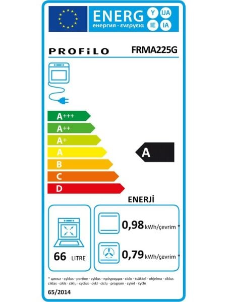 Profilo  FRMA225G 66 Lt 8 Programlı Gri Ankastre Fırın