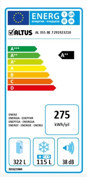 Altus AL 355 B Çift Kapılı Buzdolabı