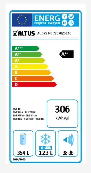 Altus AL 375 NE Çift Kapılı No Frost Buzdolabı