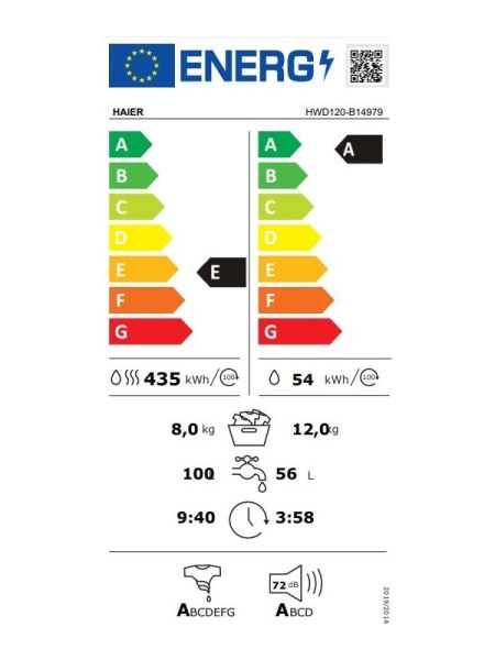 HWD120-B14979-S 12 kg Yıkama 8 kg Kurutma 1400 Devir Kurutmalı Çamaşır Makinesi