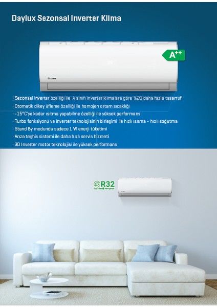 Daylux DTXM71N 24000 BTU A++ Duvar Tipi Inverter Klima