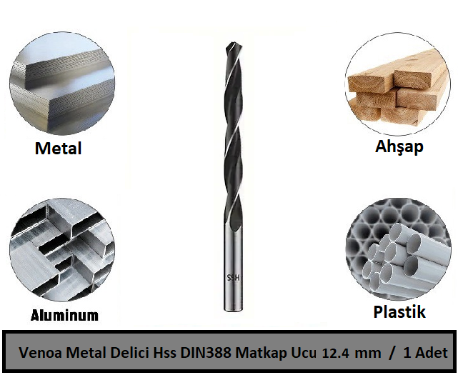 Venoa Metal Delici Hss DIN388 Matkap Ucu 12.4 mm Paket 1 Li