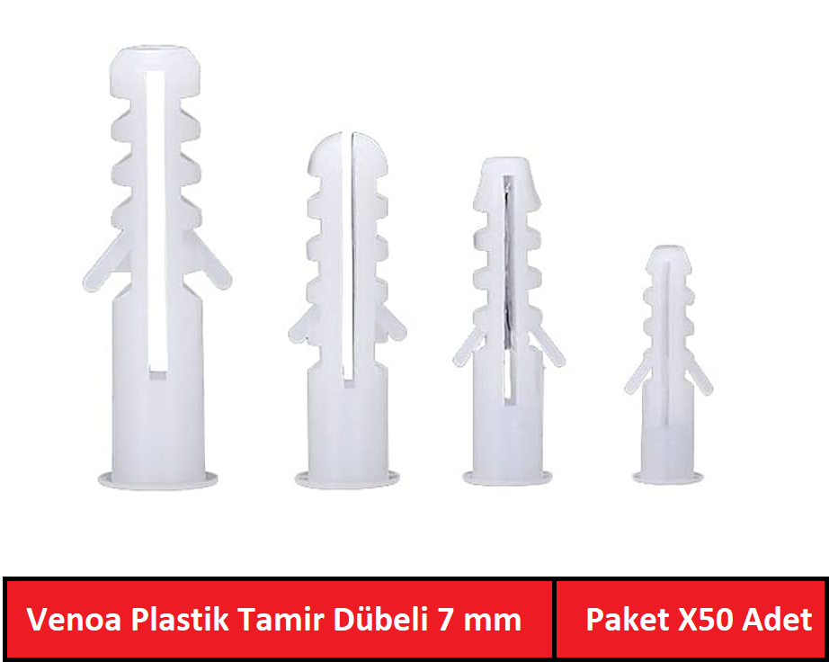 Venoa DB07 Plastik Dübel 7 mm Paket  50 Adet