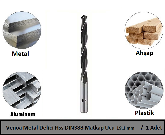 Venoa Metal Delici Hss DIN388 Matkap Ucu 19.1 mm Paket 1 Li