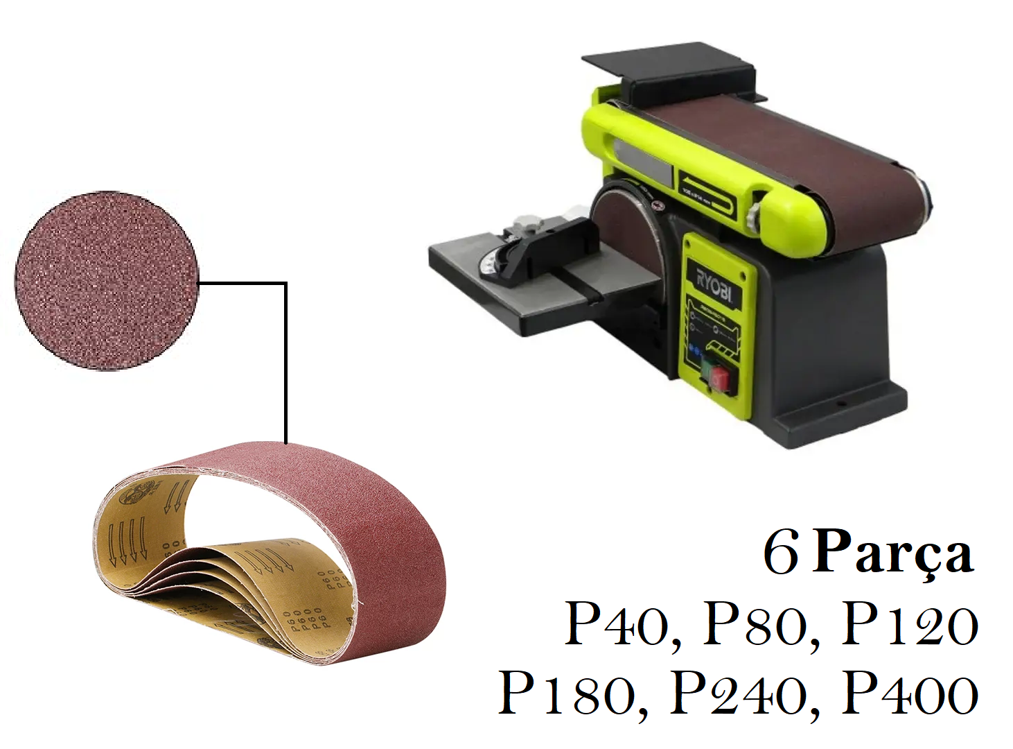 Venoa Ryobi RBDS4601G Uyumlu Tezgah Bant Zımpara Kağıdı 6 Parça