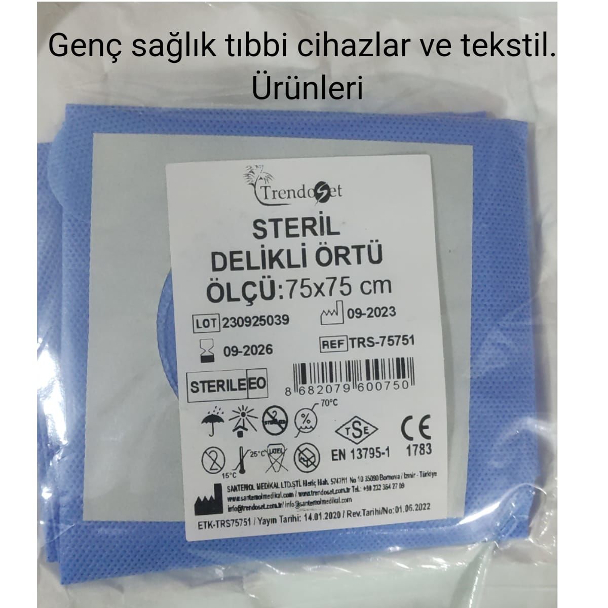 Steril Cerrahi Delikli Serviyet Örtüsü 75x75cm