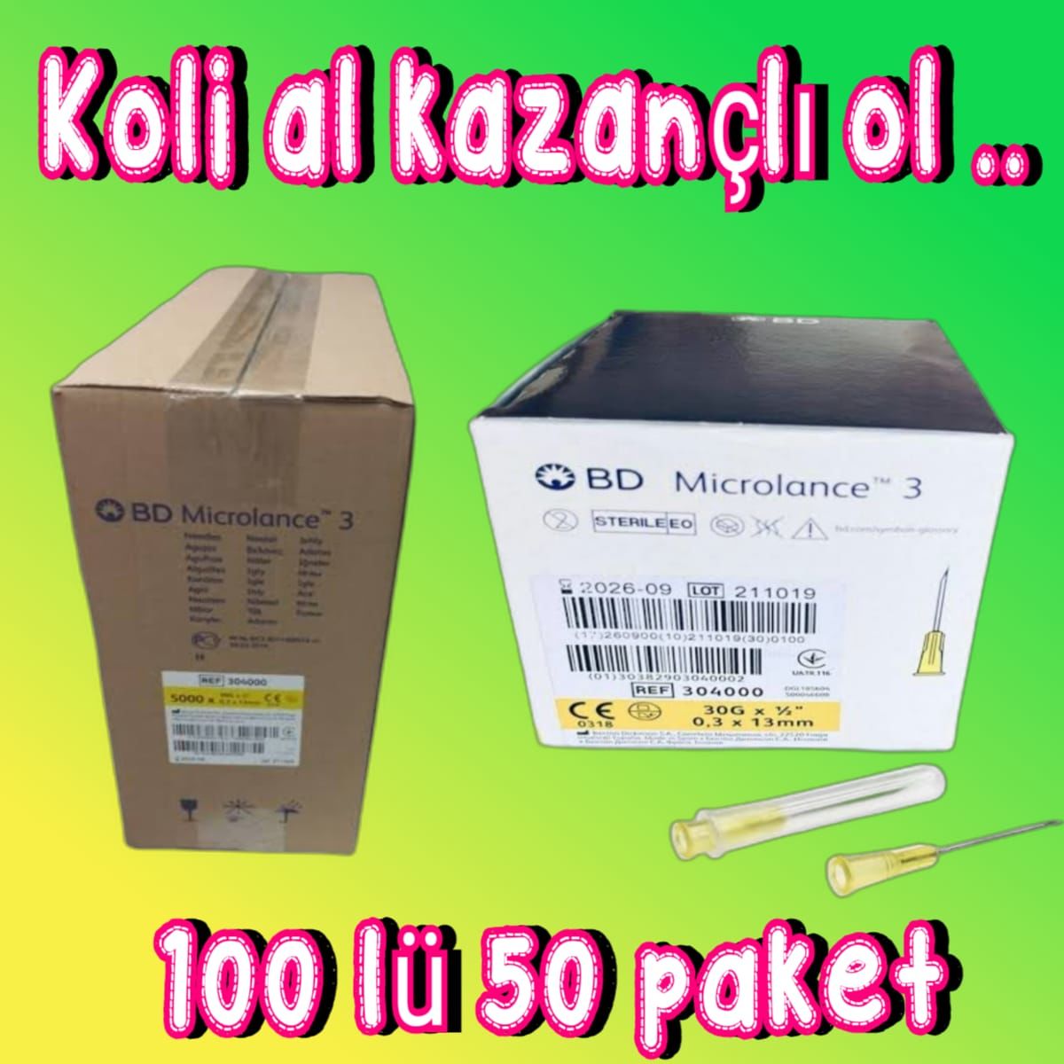 Microlance Mezoterapi Iğne Ucu Sarı 30g 13mm 100 Lü 50 Paket