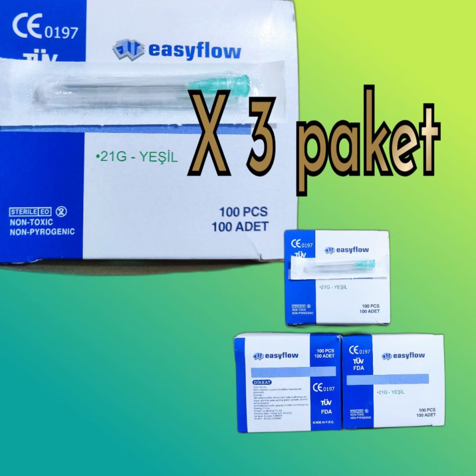 Easyflow Iğne Ucu Yeşil 21gx38mm - 100 Adet 3 Paket