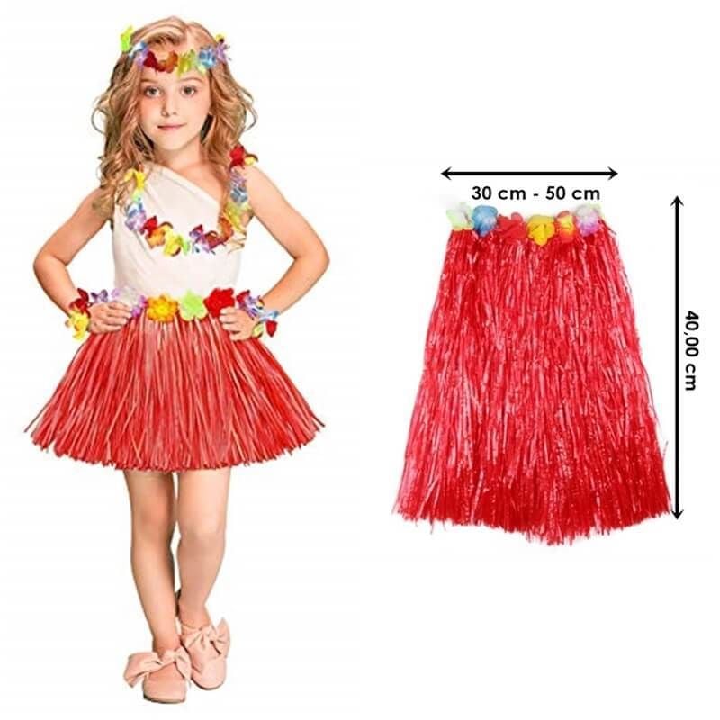 Hawaii Hula Eteği Kırmızı Renk 40 cm (4513)