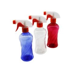 350ML RENKLİ ŞEFFAF UZUN - PLASTİK - BURGULU BOŞ SPREY PÜSKÜRTÜCÜ ŞİŞE (4513)