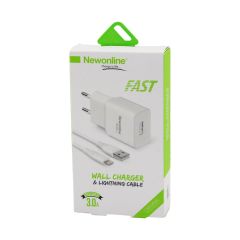 USB - IPHONE EV BAŞLIK - KABLO SET HIZLI 3.0A NW-USBTOIPH-SET (4513)