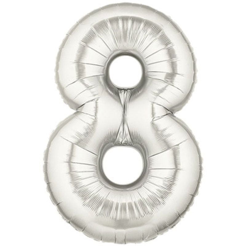 Şekilli Supershape Silver Rakam Folyo Balon 8 Numara (4513)