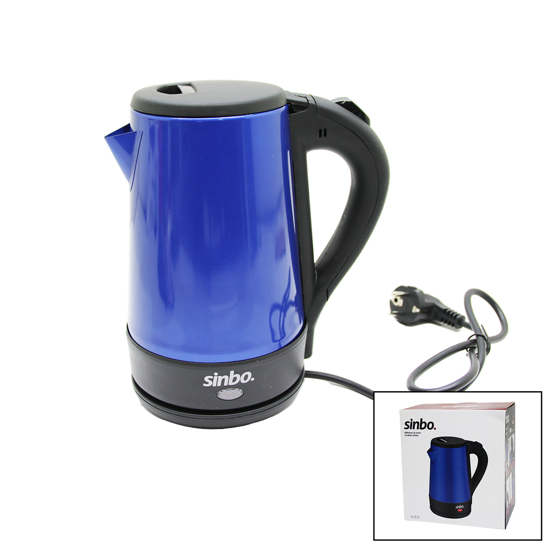 SİNBO-8016 MAVİ RENK ÇELİK KETTLE SU ISITICISI 1.5LT - 2200W (4513)