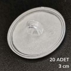 20 Adet Şeffaf Yuvarlak 3 Cm Çaplı Güçlü Disk Yapışkanlar (4513)