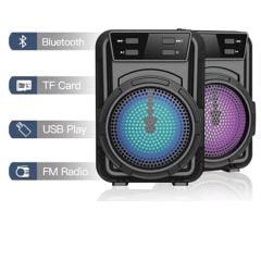 Mini Hoparlör Işıklı Taşınabilir Bluetooth Wireless FM Radyolu Sd Kart ve USB Girişli Hoparlör (4513)