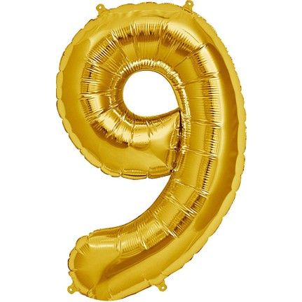 Şekilli Supershape Gold Rakam Folyo Balon 9 Numara (4513)