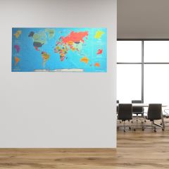 Renkli Atlas Dünya Haritası Manyetik Yapıştırıcı Gerektirmeyen Duvar Stickerı 118 CM * 56 CM (4513)