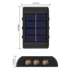 6 Ledli Solar Güneş Enerjili Aplik Led, Dekoratif Duvar Monteli Gün Işığı Led (4513)