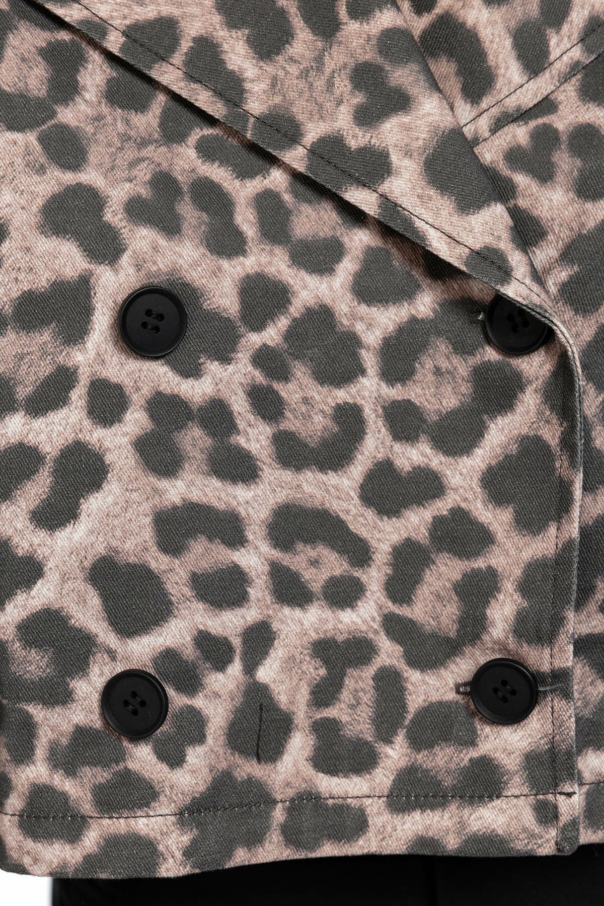 Leopar Desenli Crop Ceket