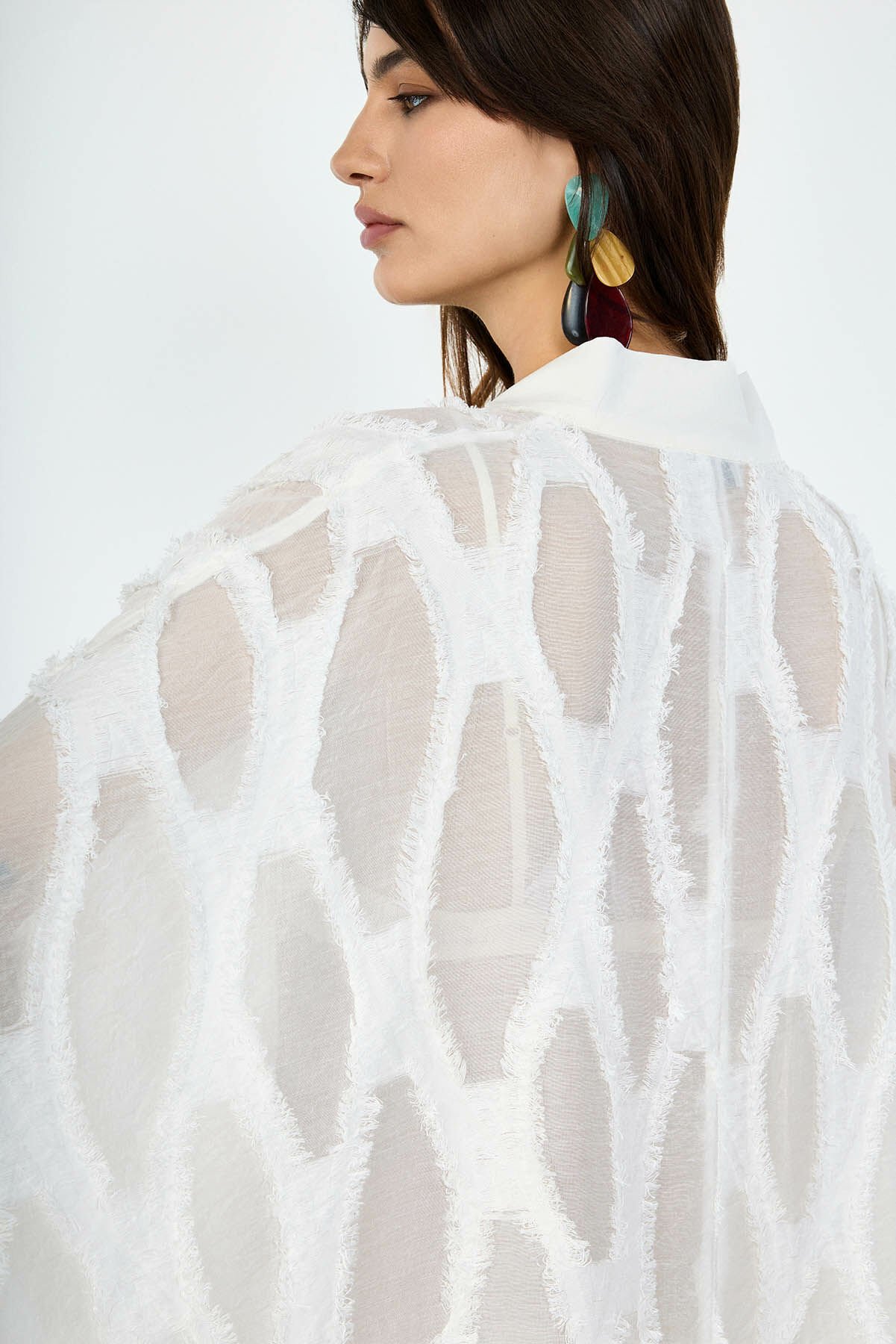 Beyaz Jakarlı Kaftan