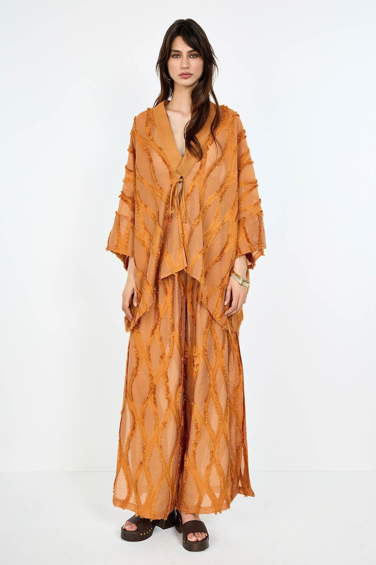 Kahverengi Jakarlı Kaftan