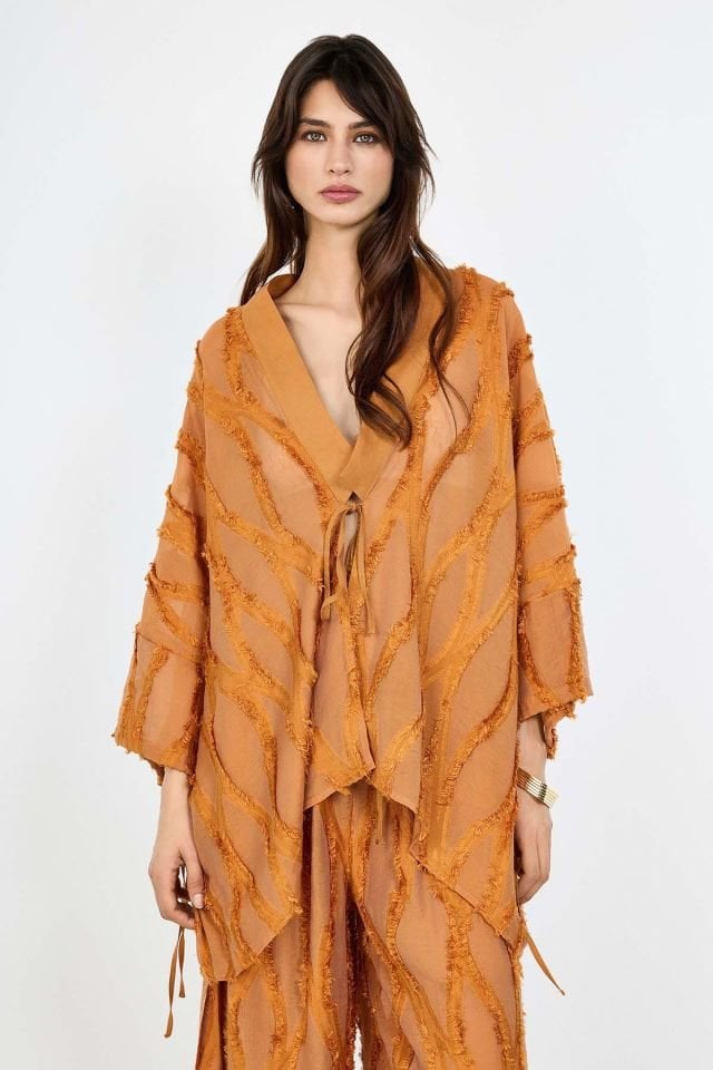 Kahverengi Jakarlı Kaftan