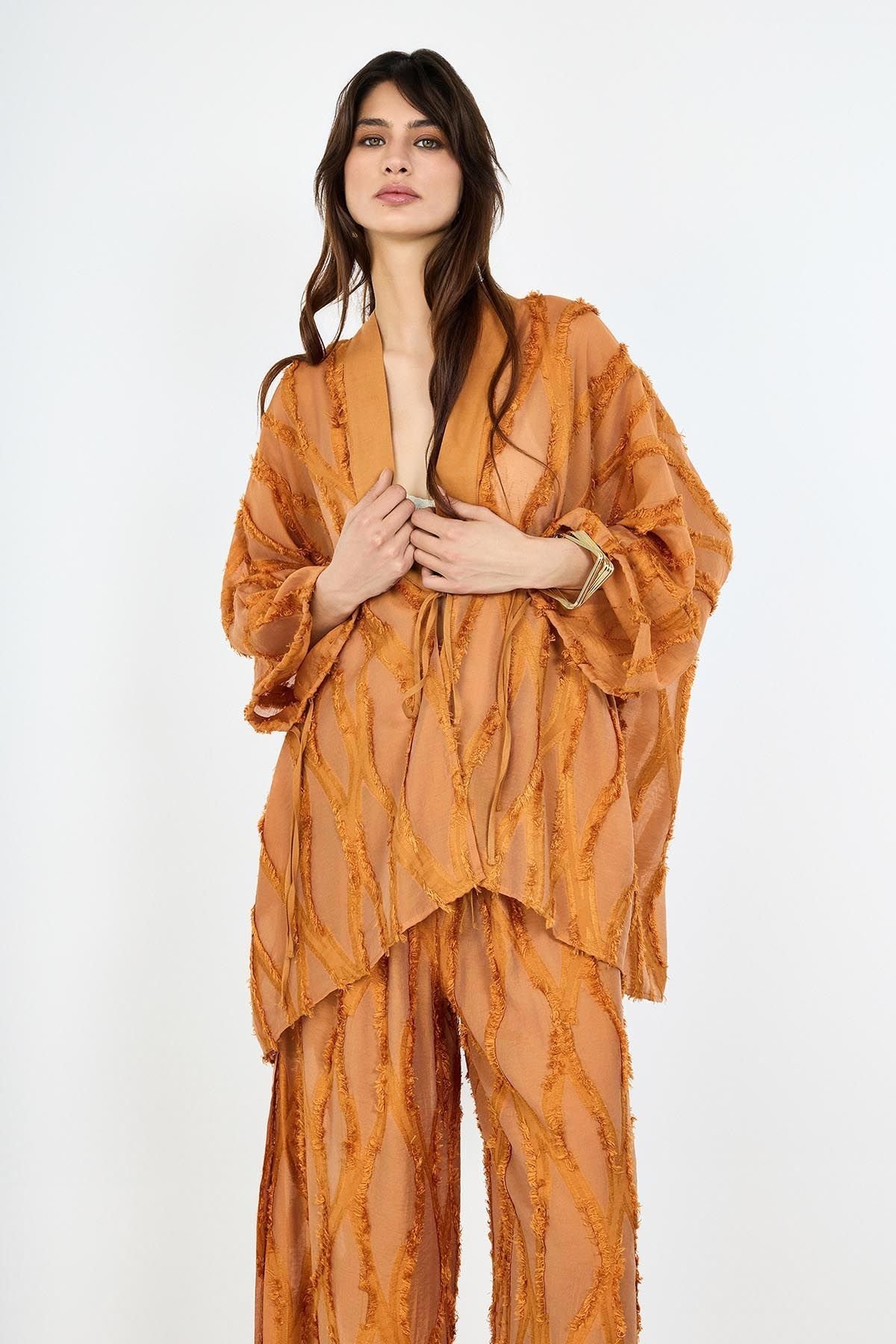 Kahverengi Jakarlı Kaftan