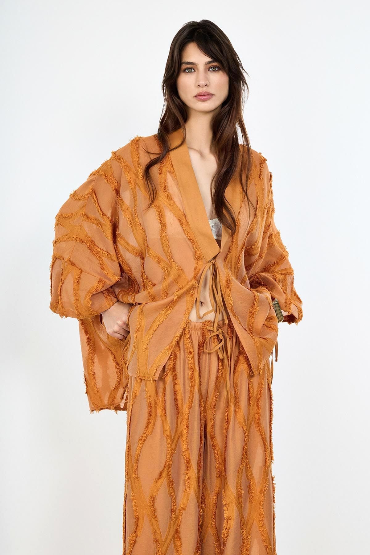 Kahverengi Jakarlı Kaftan
