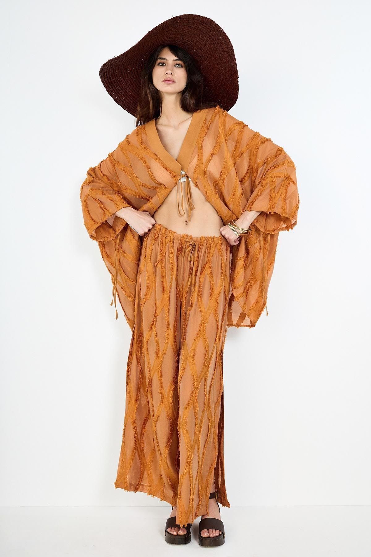 Kahverengi Jakarlı Kaftan