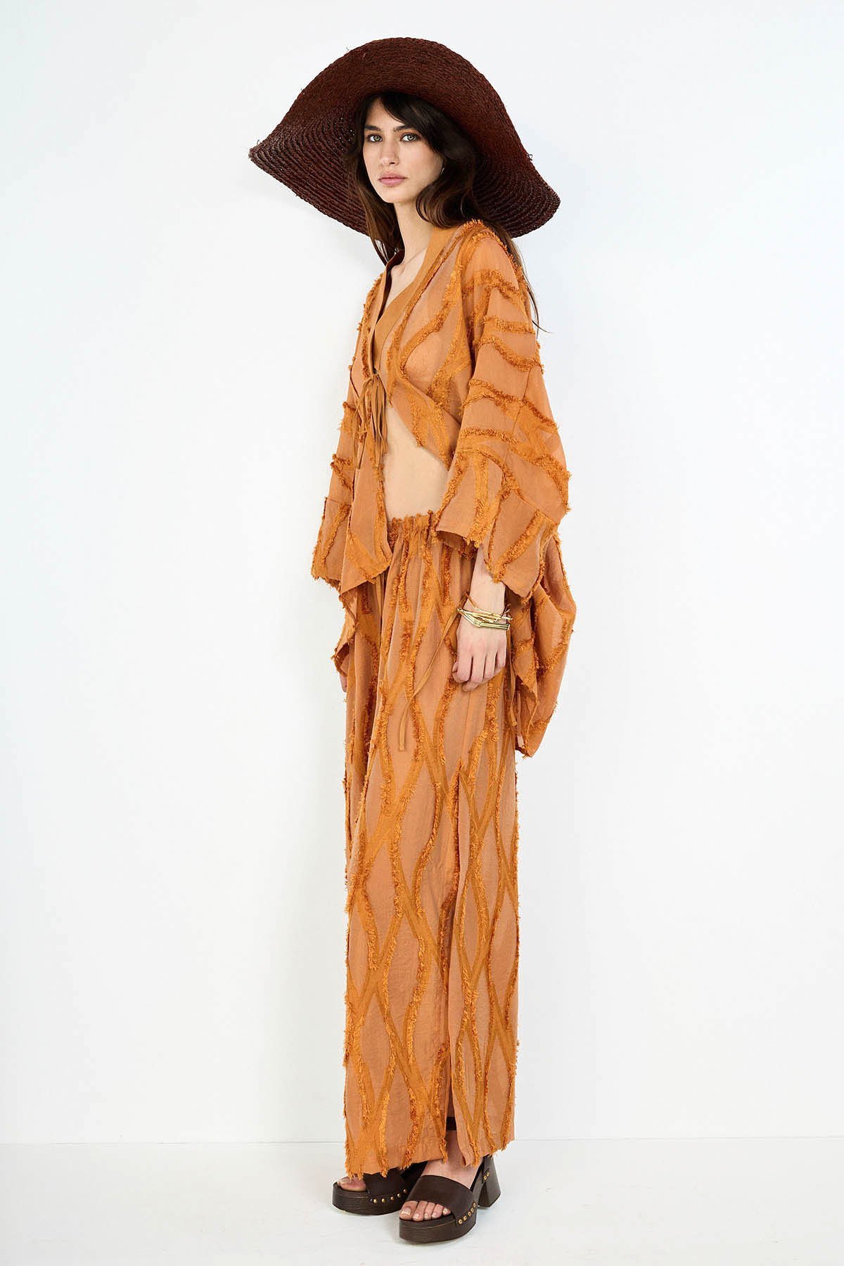 Kahverengi Jakarlı Kaftan