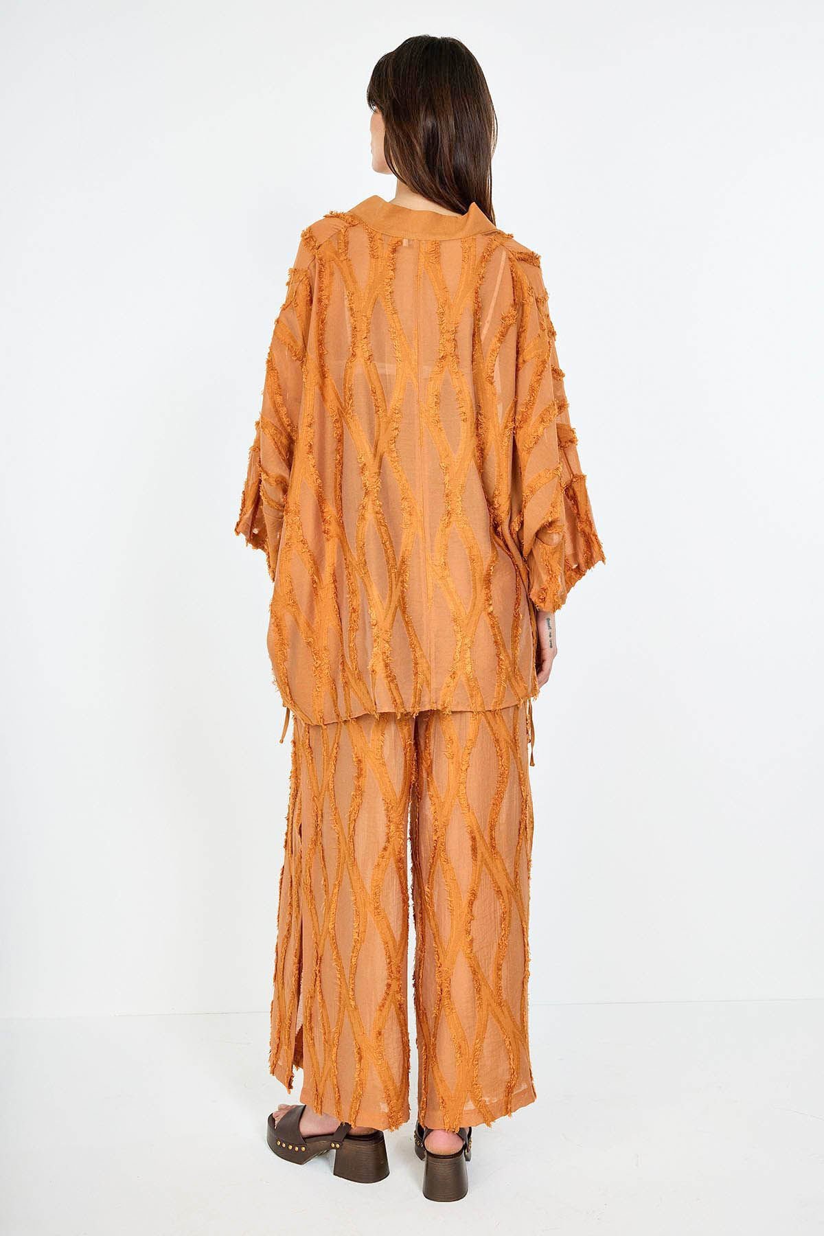Kahverengi Jakarlı Kaftan