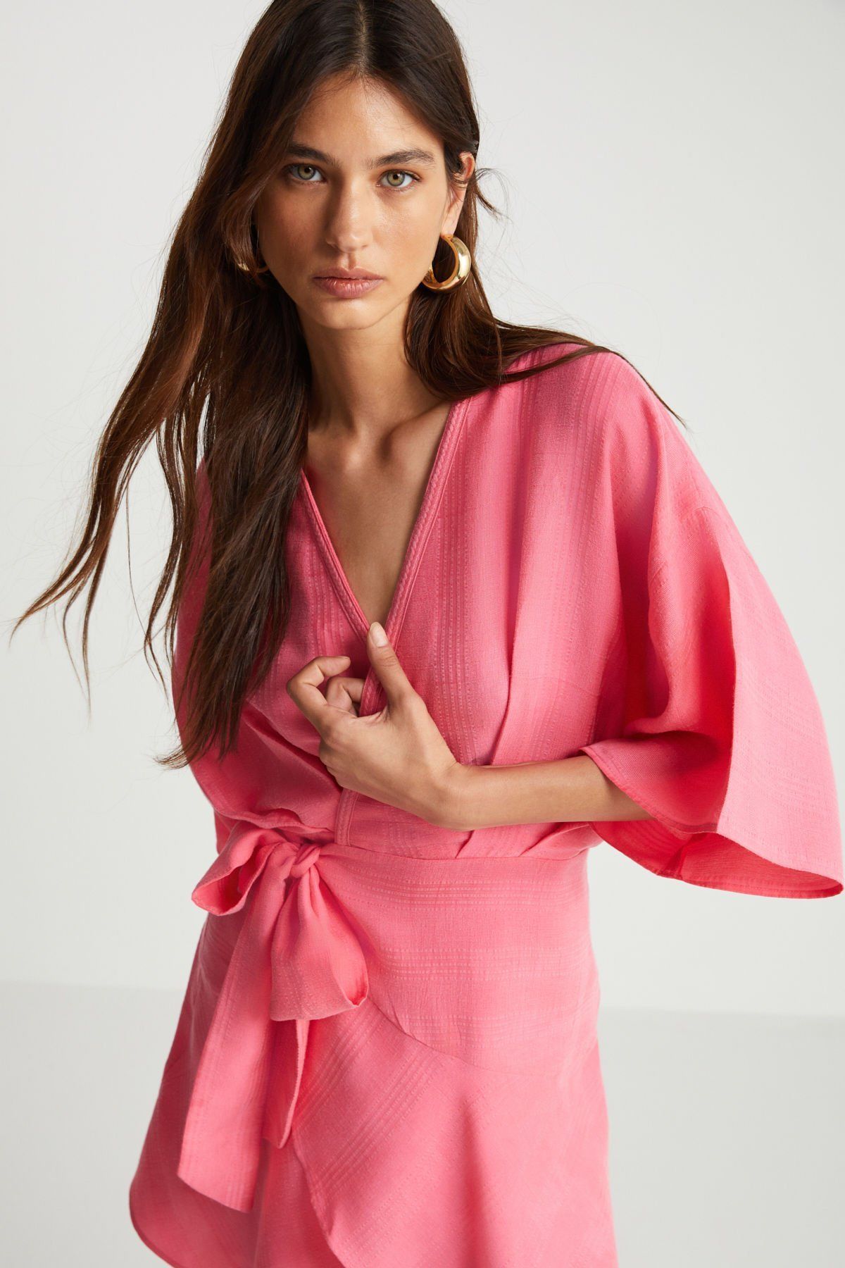 Pembe Kimono Elbise