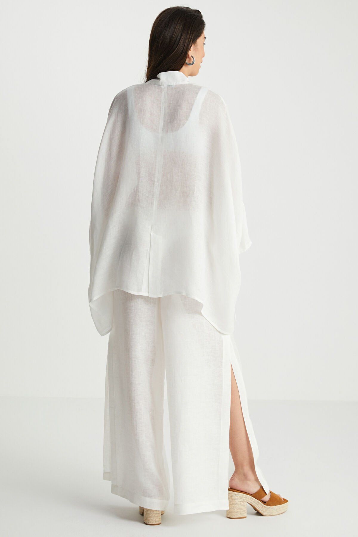 Beyaz Keten Kaftan