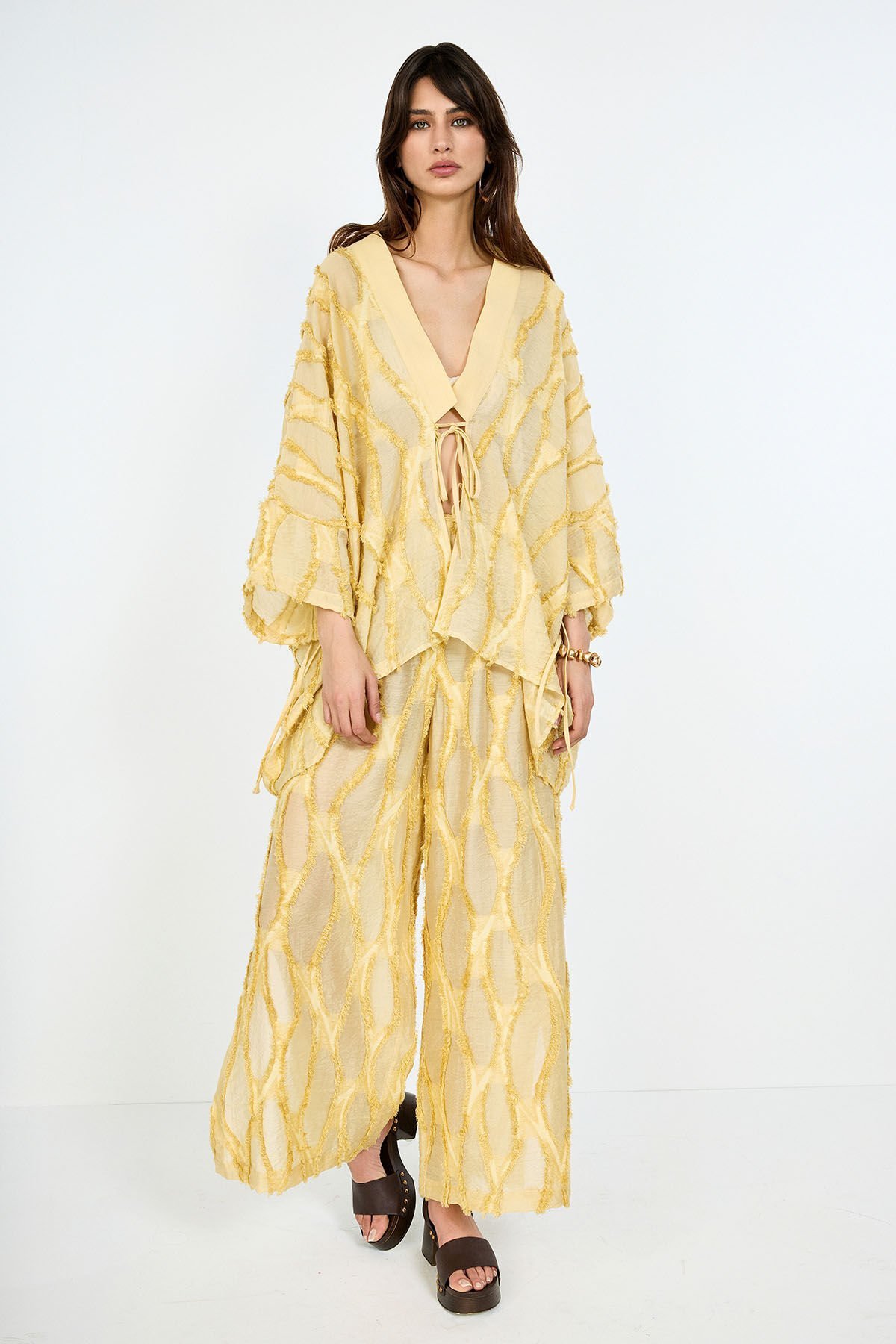 Sarı Jakarlı Kaftan