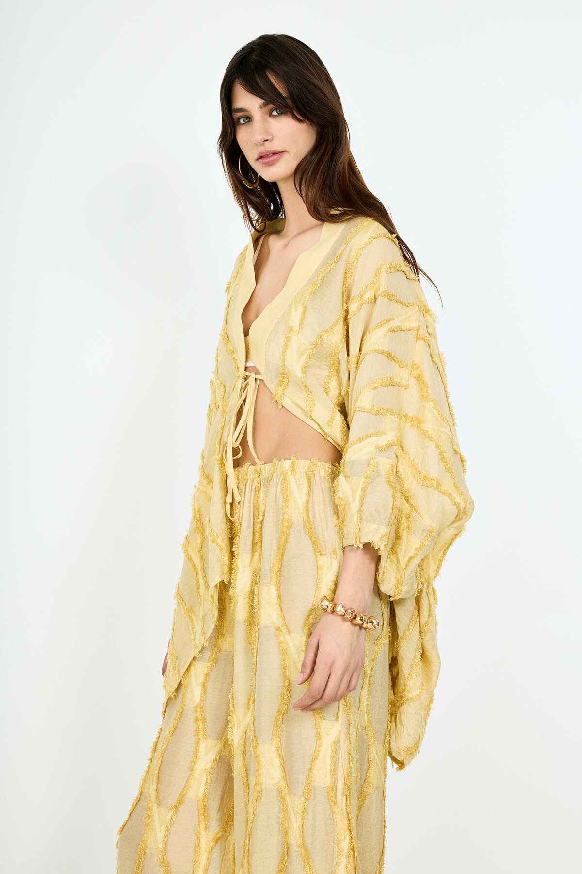 Sarı Jakarlı Kaftan