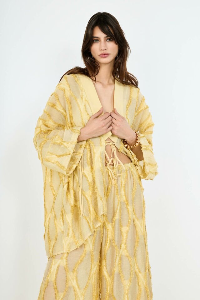 Sarı Jakarlı Kaftan