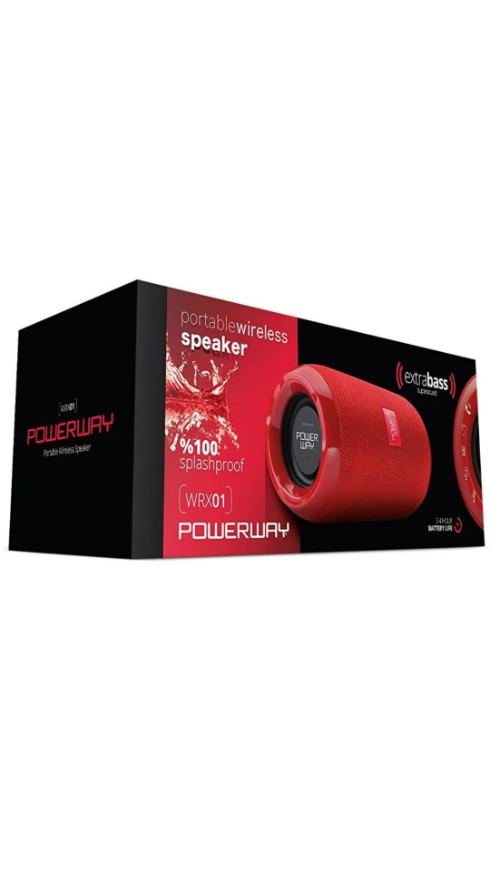 Powerway Wrx01 90 Db Sd Kart Aux Usb Girişli Kırmızı Kablosuz Bluetooth Speaker Hoparlör Ses Bombası Fm Radyo