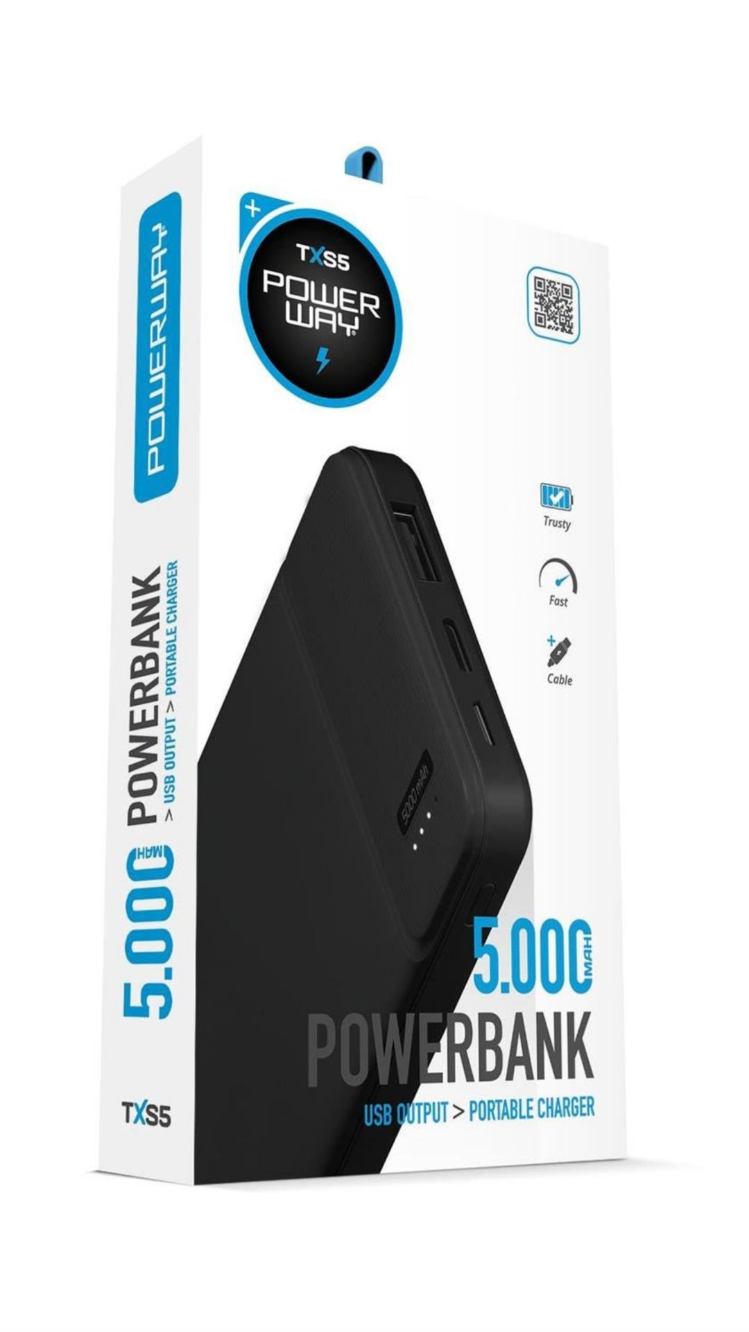 Powerway TXS5 Siyah 5.000 mAh Mini Tasarım Profesyonel Powerbank