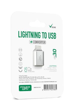 Powerway Mini Lightning Otg to Usb 3.0 Yüksek Hızlı Otg Çevirici Dönüştürücü Adaptör