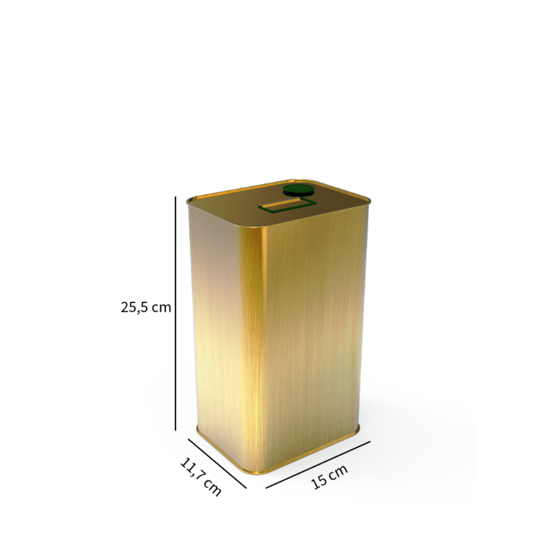 Sarkap 4 L (4000 ml) Kapaklı Kulplu Kısa Zeytinyağı Tenekesi Gold